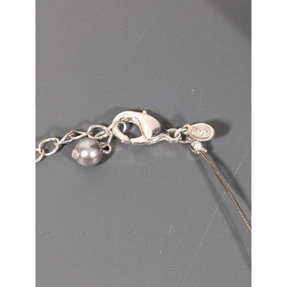 Roman Gray Faux Pearl Multi Wire Station Necklace 22" Glass Bead - Picture 6 of 8